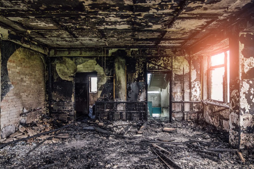 A room is completely destroyed by a fire in a Sacramento home.